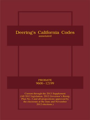 cover image of Deering's California Probate Code, Annotated